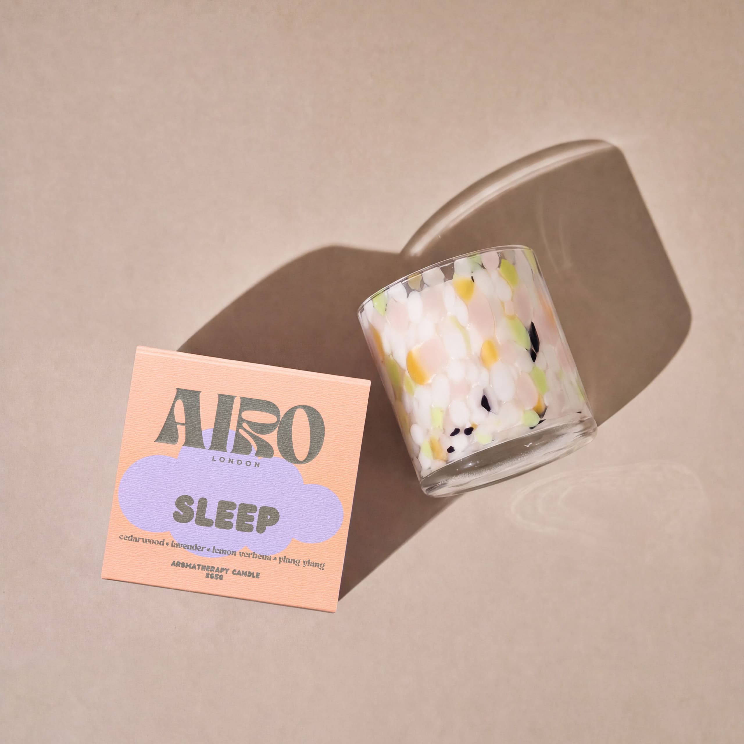 The Relaxation Candle and its box, seen from above