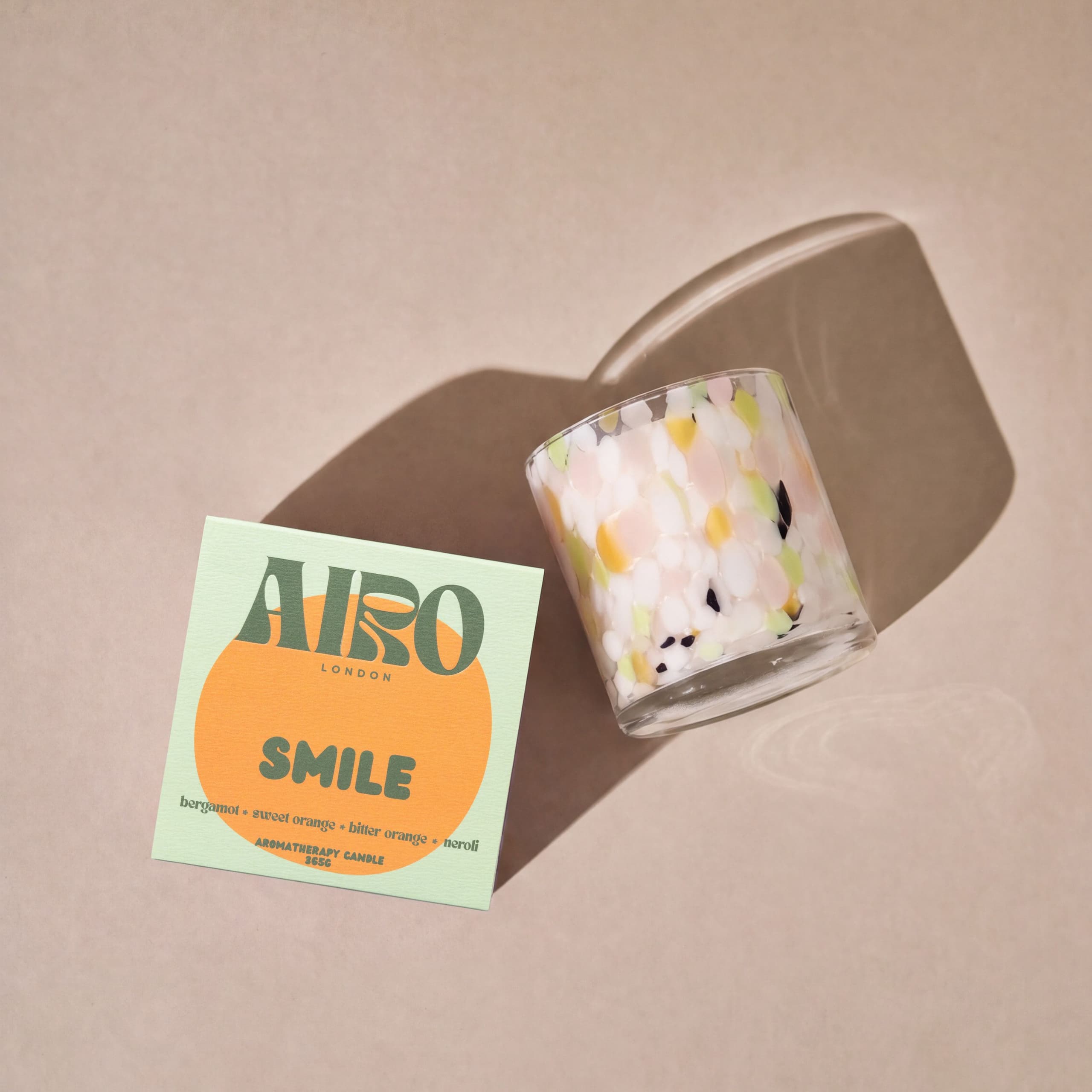 The Happiness Candle and its box, seen from above